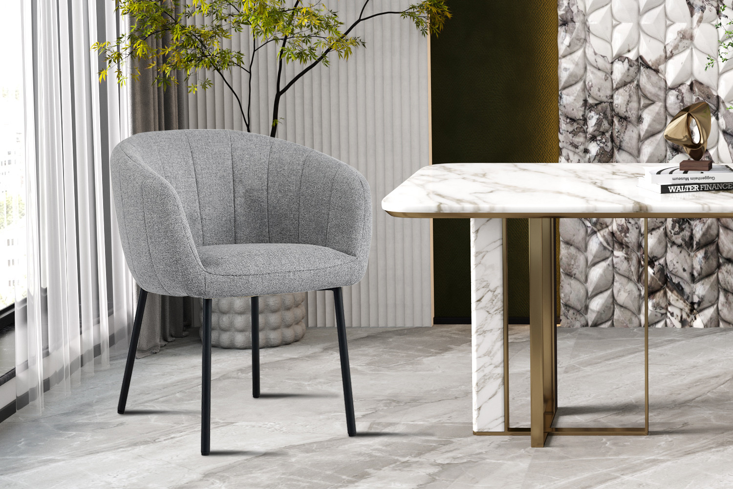 Image 2 for Stoel Sevilla Stof Lichtgrijs