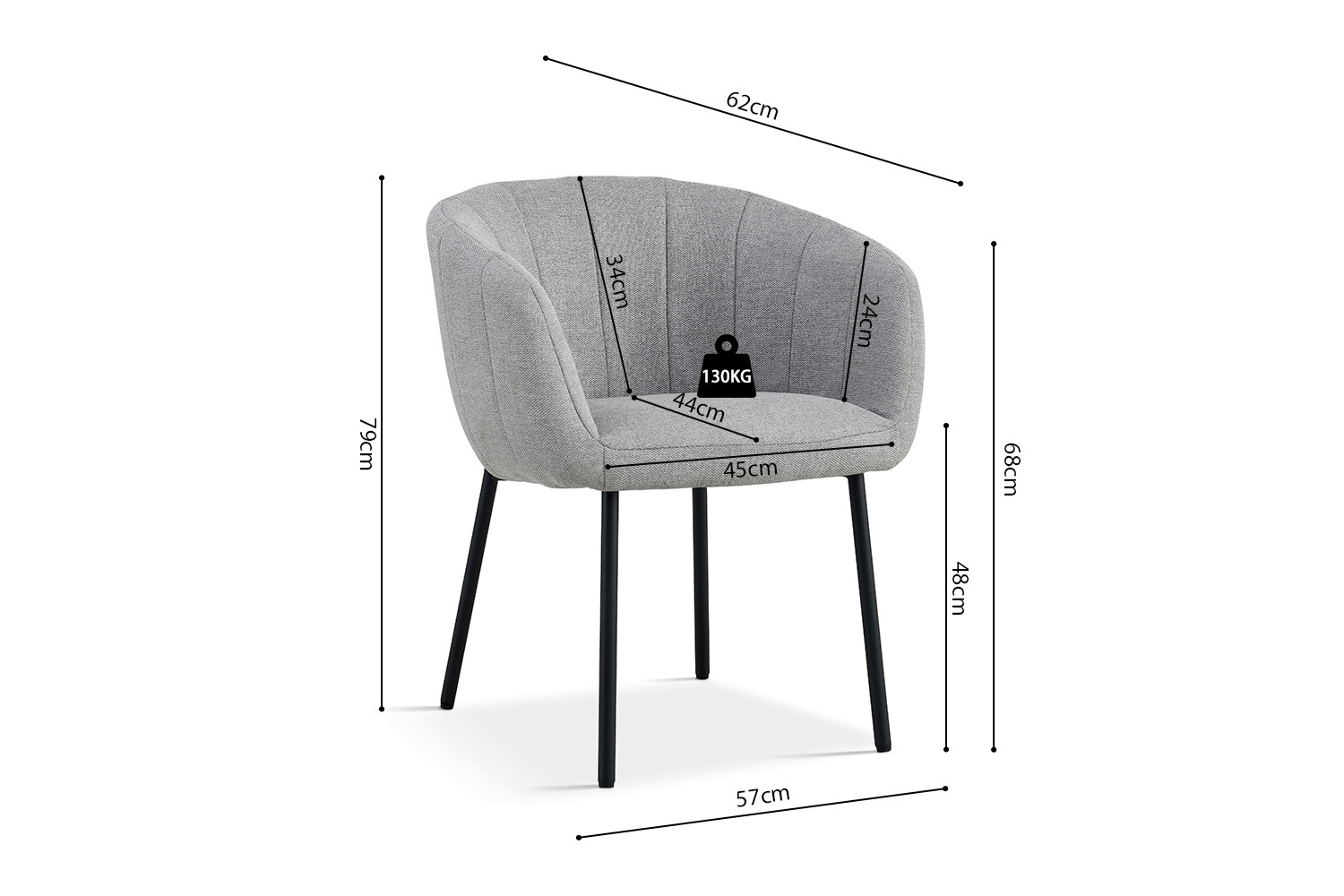 Image 8 for Stoel Sevilla Stof Lichtgrijs