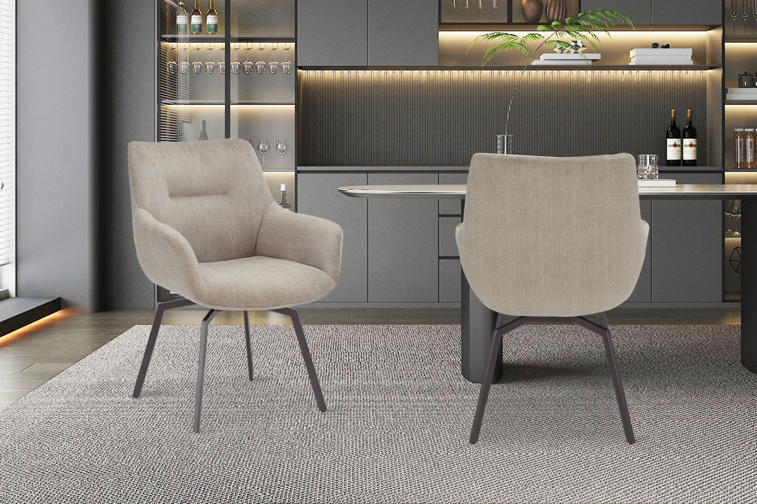 Image 1 for Stoel Modest Draaibaar Ribfluweel Beige