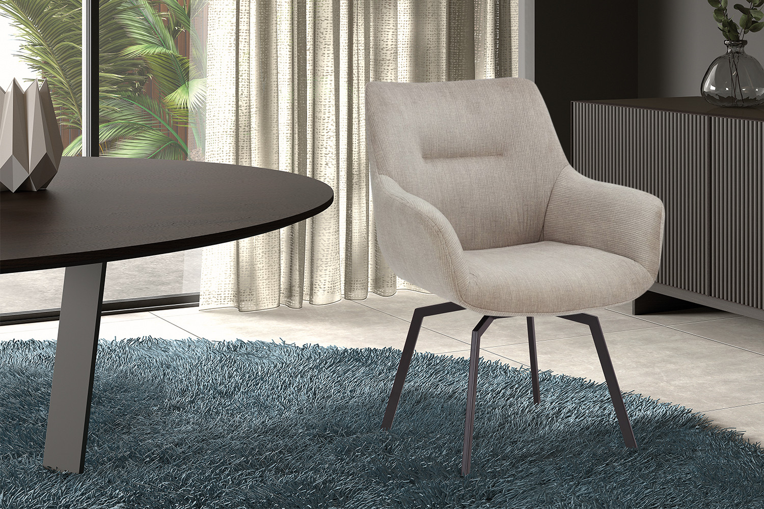 Image 2 for Stoel Modest Draaibaar Ribfluweel Beige