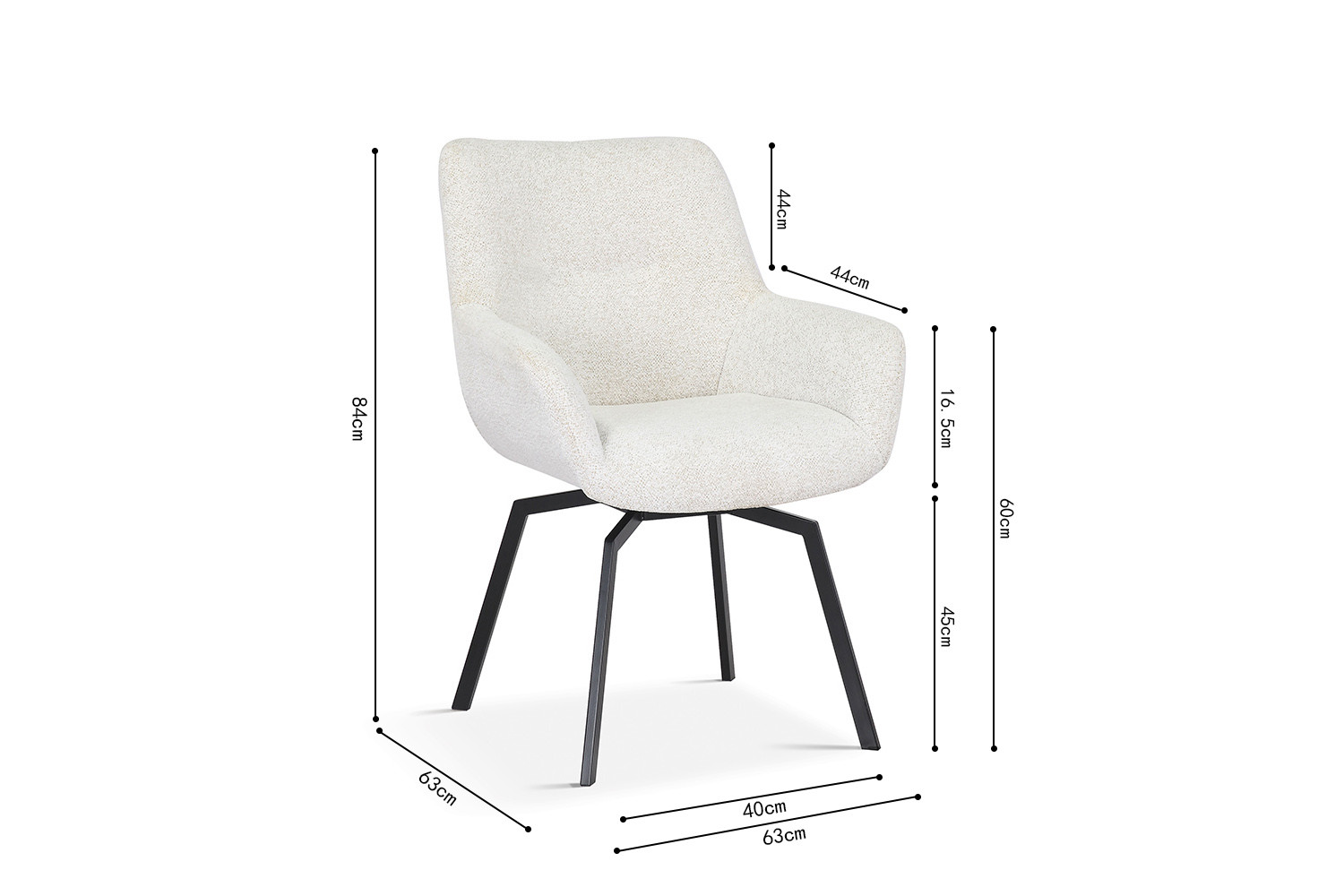 Image 10 for Stoel Modest Draaibaar Stof Fabb Raven 22 Ecru