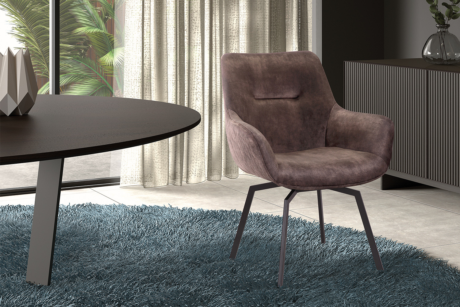 Image 2 for SALE - Stoel Modest Draaibaar Fluweel Taupe