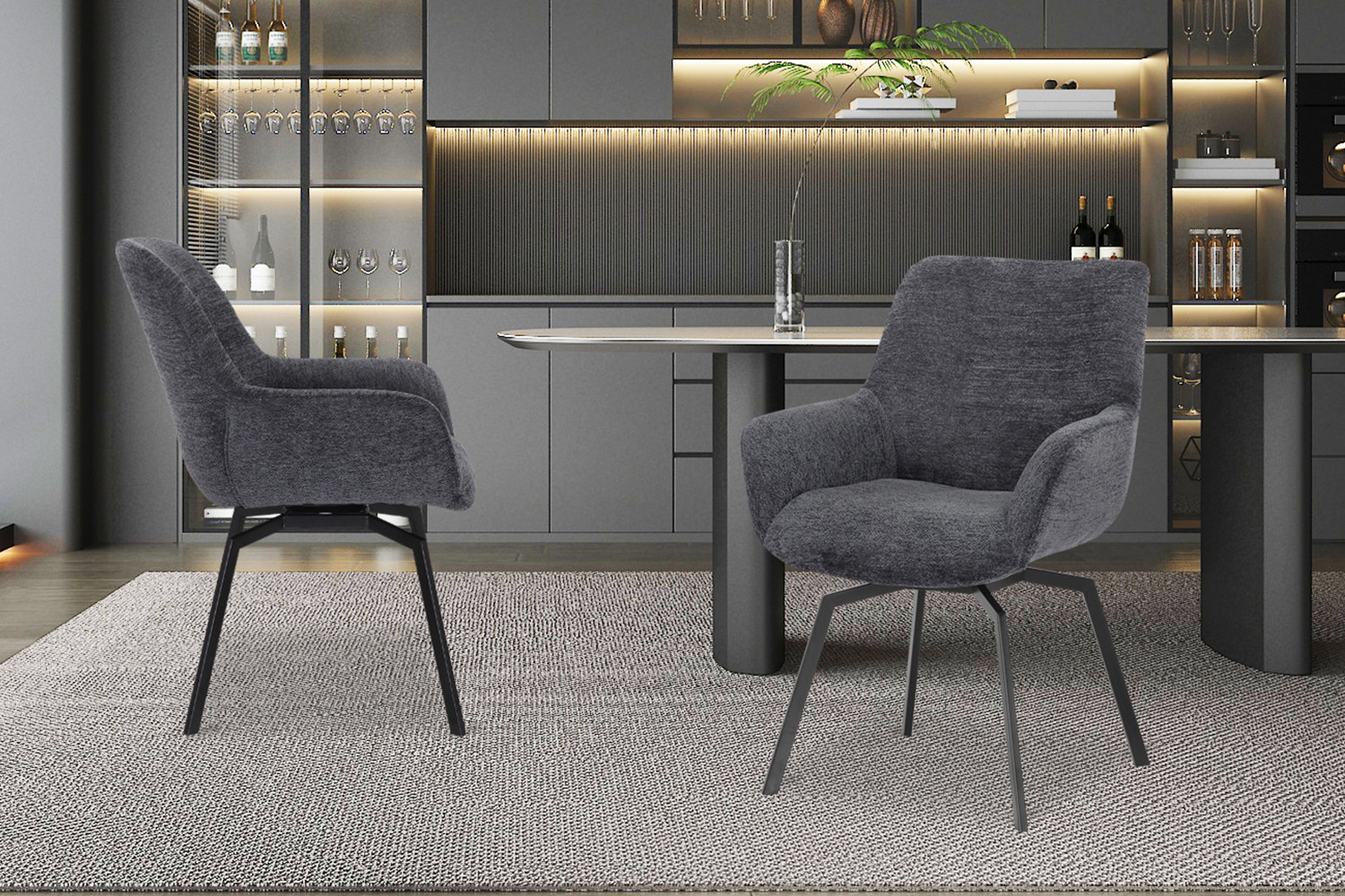 Image 2 for SALE - Stoel Modest Draaibaar Stof Fabb Raven 18 Donkergrijs