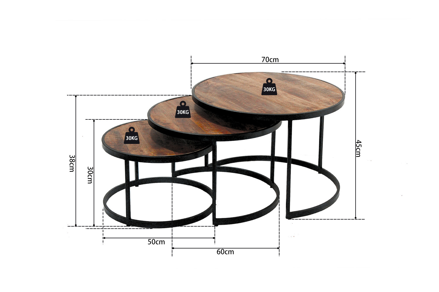 Image 6 for Salontafel Lennox 3-delig Mango hout