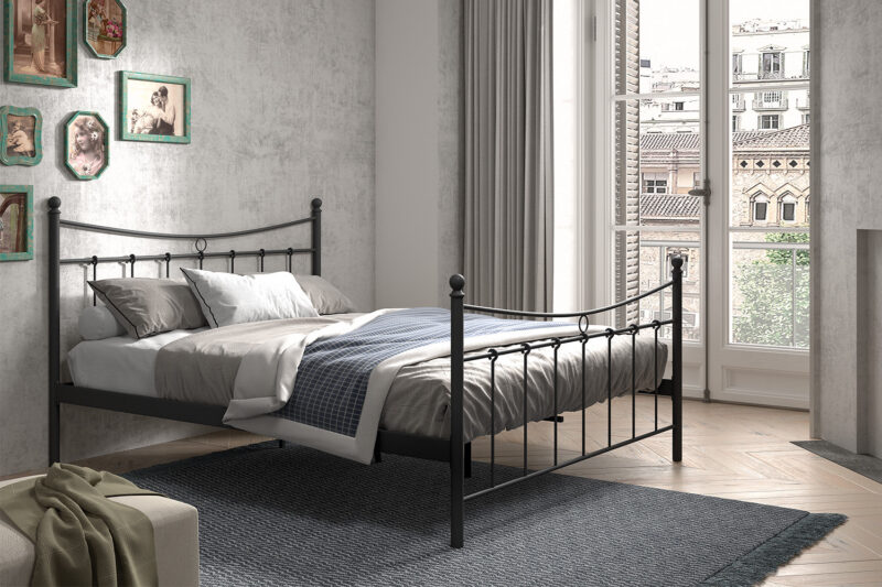 Image 1 for Bed Sacha 160x200 met lattenbodem Zwart
