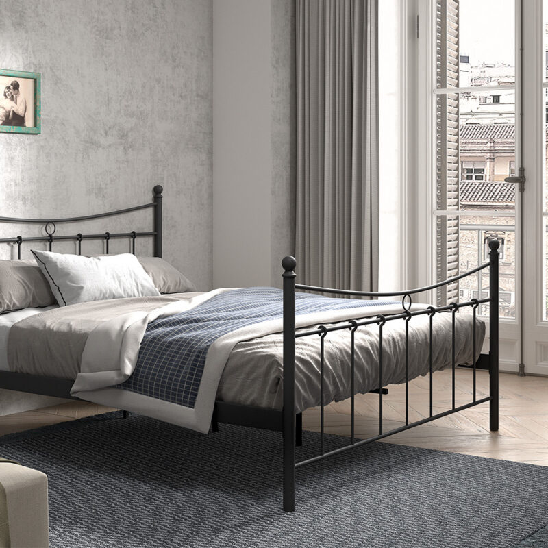 Image 1 for Bed Sacha 160x200 met lattenbodem Zwart