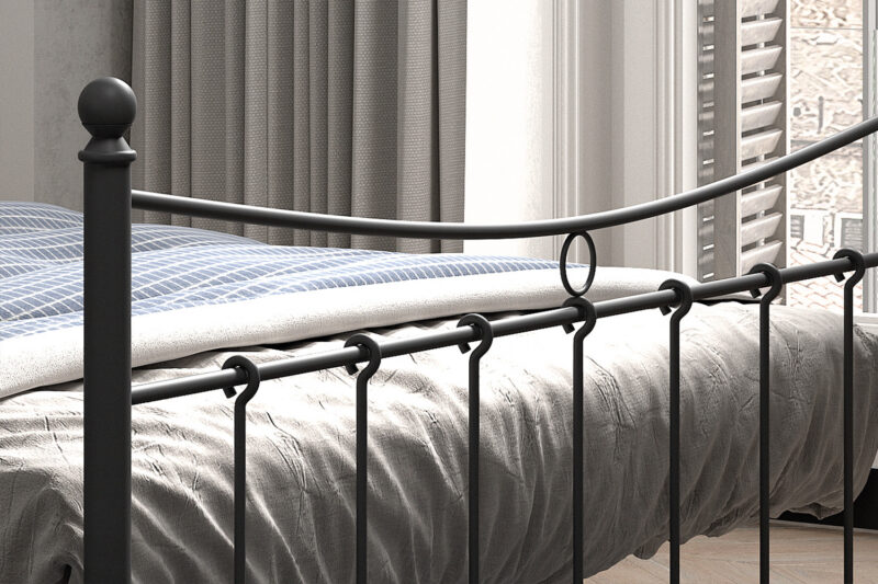 Image 3 for Bed Sacha 160x200 met lattenbodem Zwart