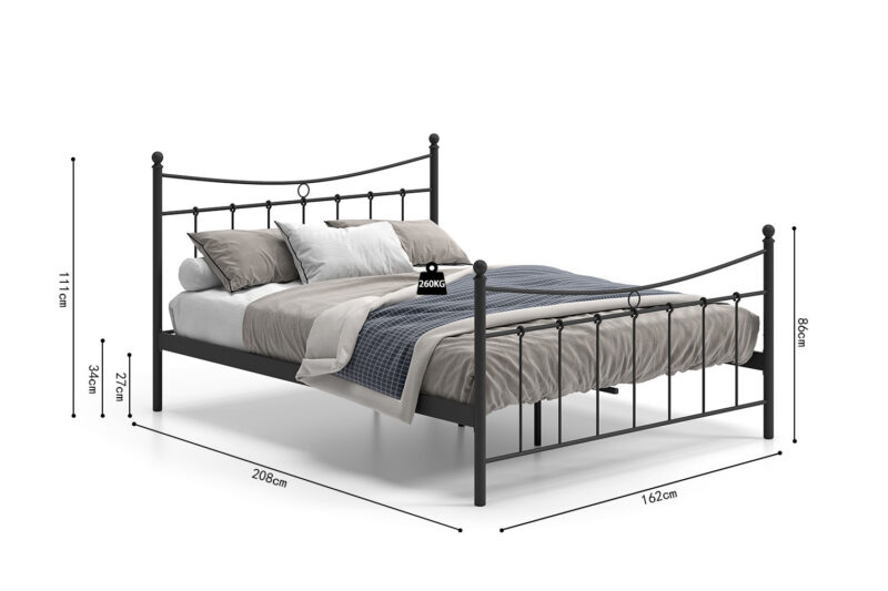Image 6 for Bed Sacha 160x200 met lattenbodem Zwart
