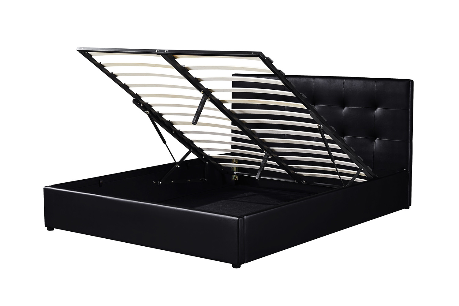 Image 4 for Bed met koffer Porto 160x200 met lattenbodem PU Zwart