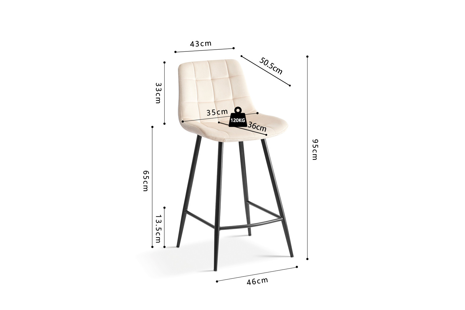 Image 6 for Counterstoel Juta Fluweel Beige