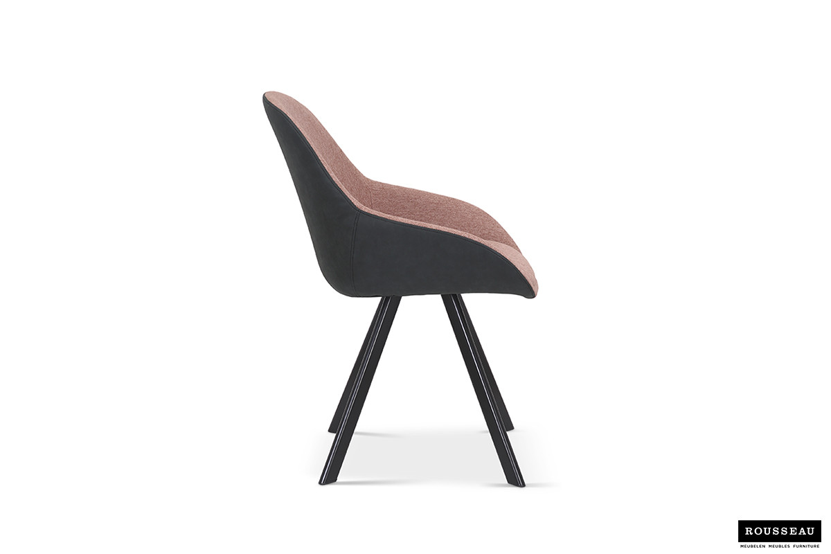 Image 4 for SALE - Stoel Jan Stof Roze Rug PU Donkergrijs