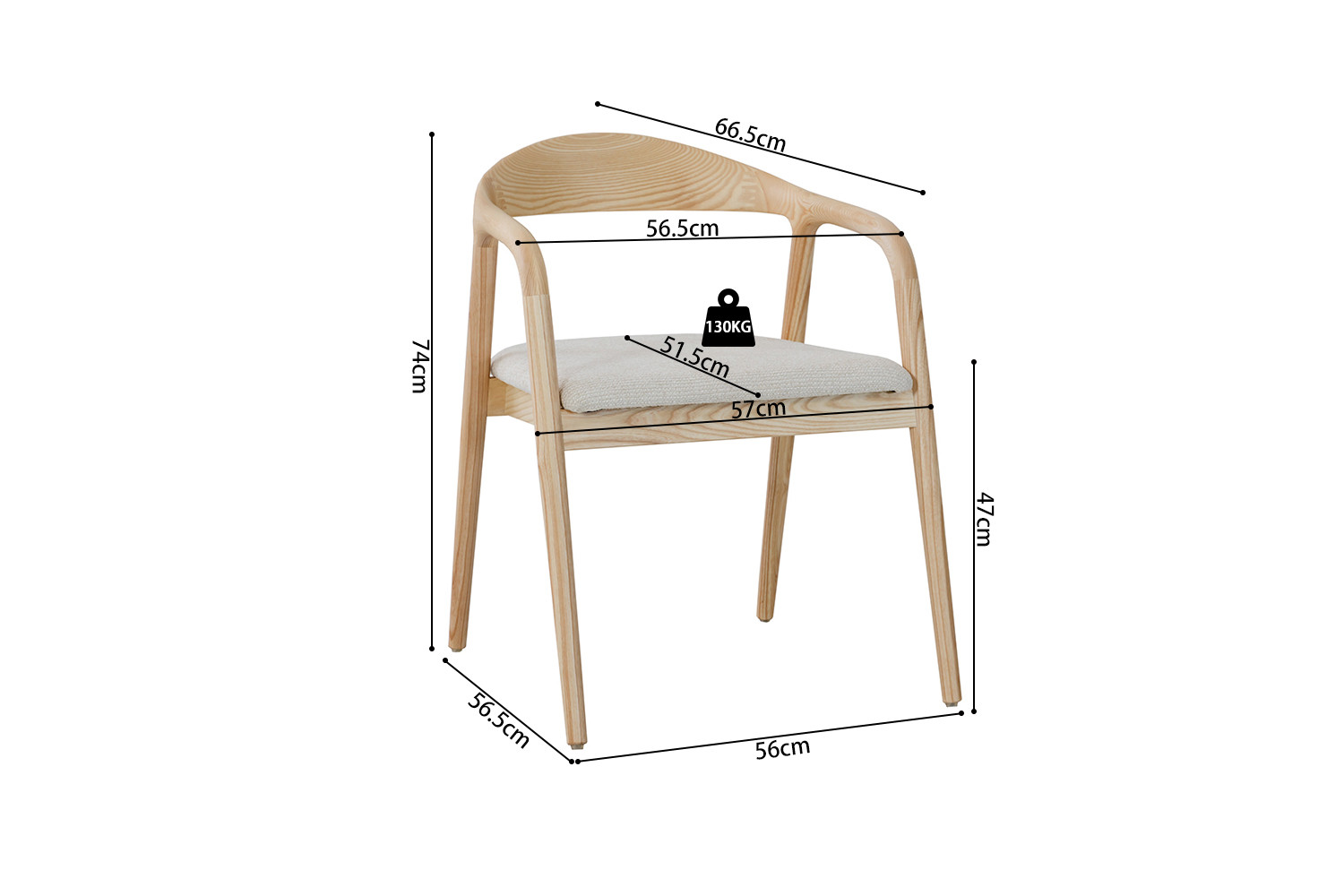 Image 11 for NEW - Stoel Claire Essenhout Naturel Stof Ote Milan 103 Beige