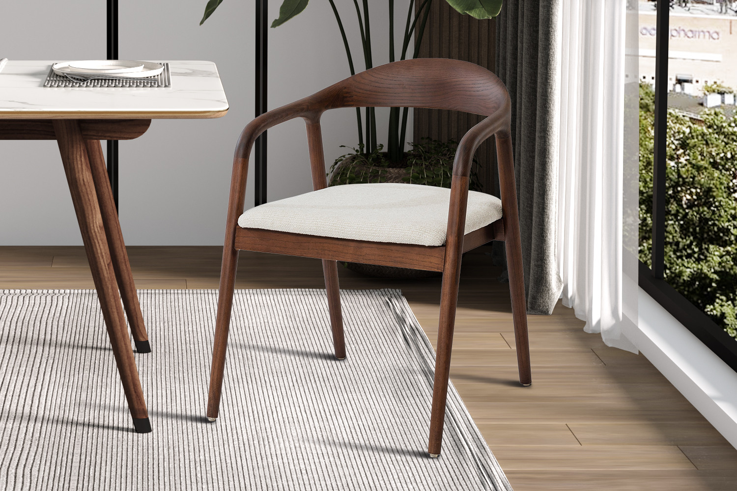 Image 2 for NEW - Stoel Claire Essenhout Walnoot Stof Ote Milan 103 Beige