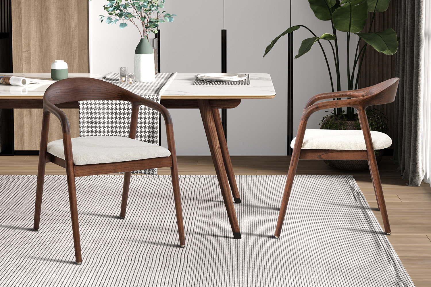 Image 3 for NEW - Stoel Claire Essenhout Walnoot Stof Ote Milan 103 Beige