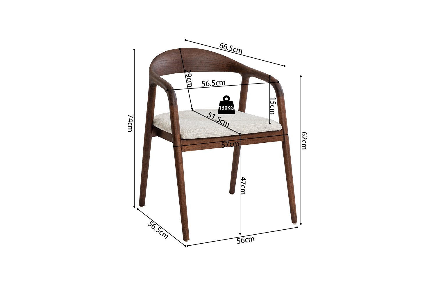 Image 11 for NEW - Stoel Claire Essenhout Walnoot Stof Ote Milan 103 Beige