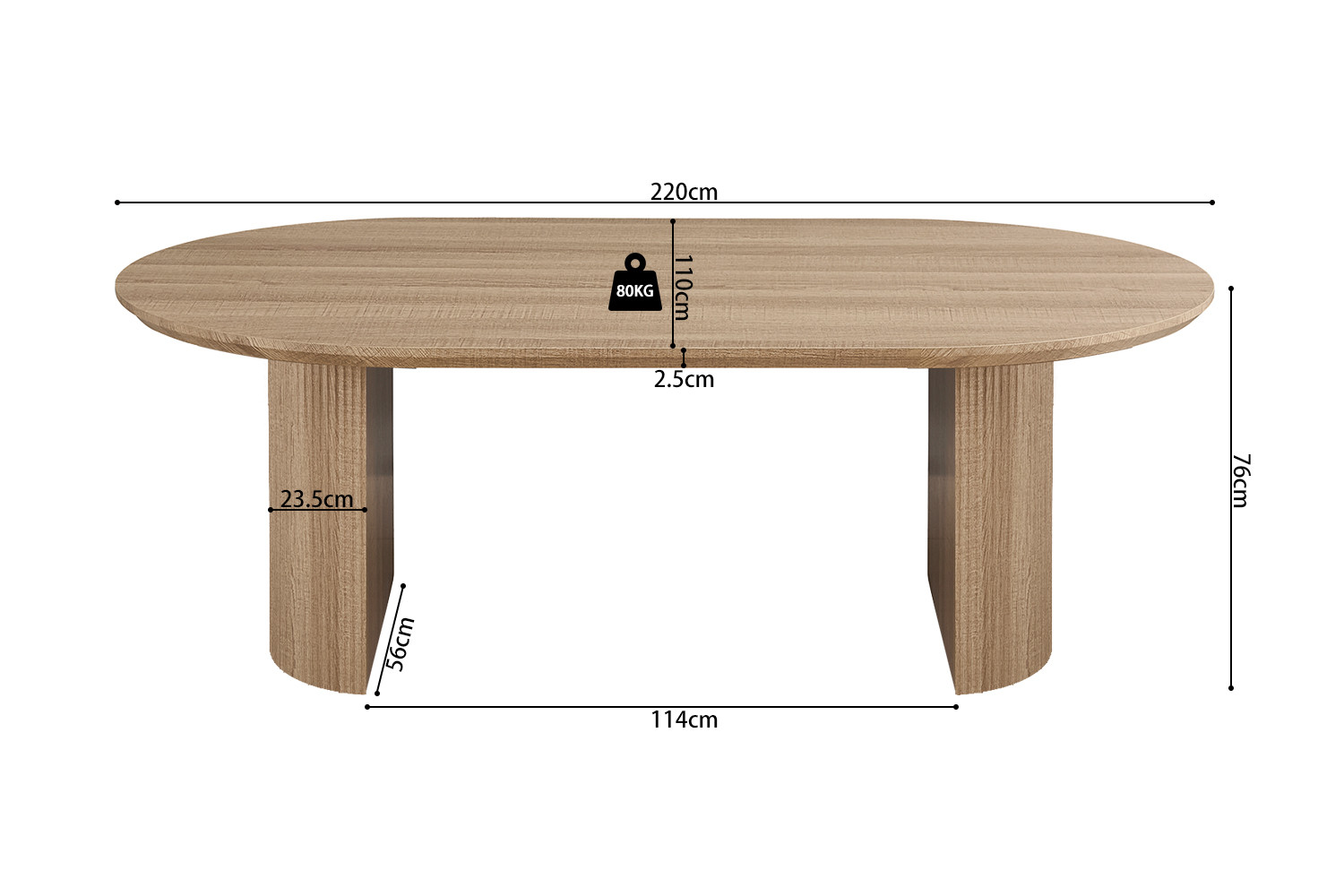 Image 6 for NEW - Tafel Lagos 220 cm Ovaal Decor Eik Naturel