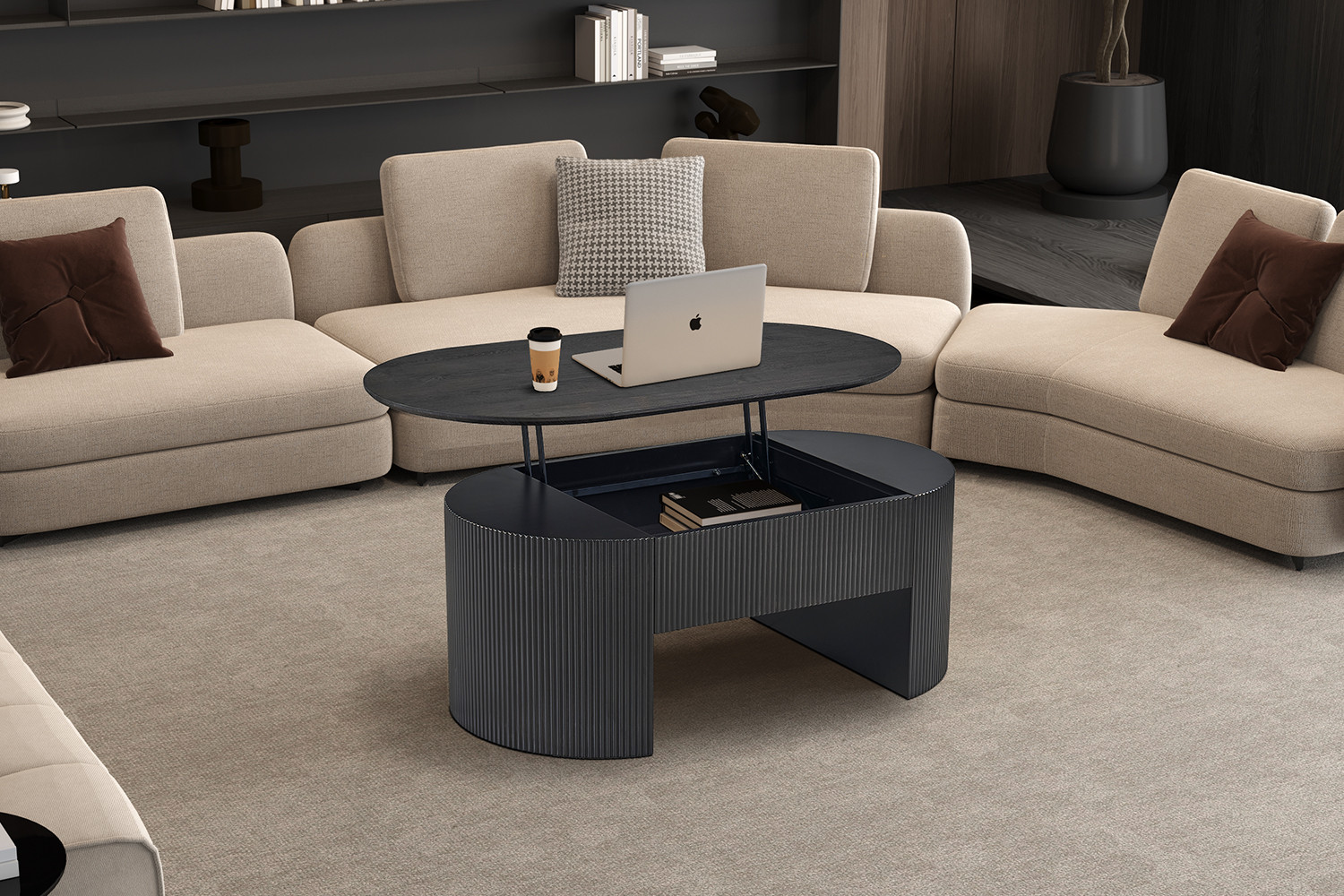 Image 4 for NEW - Salontafel Lagos 120 cm Lift-top Decor Donkerbruin