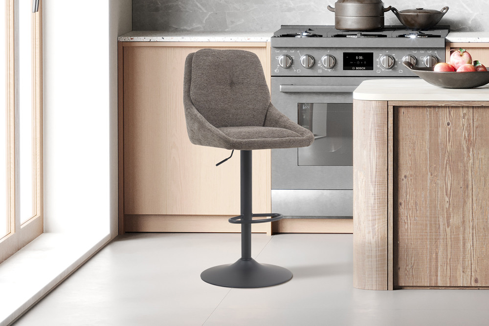 Image 2 for NEW - Barstoel Sabine Stof Ote Sea 456 Draaibaar Grijs