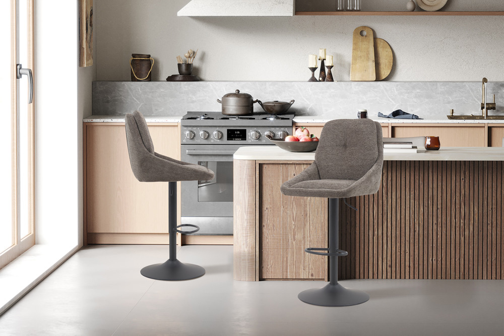 Image 3 for NEW - Barstoel Sabine Stof Ote Sea 456 Draaibaar Grijs