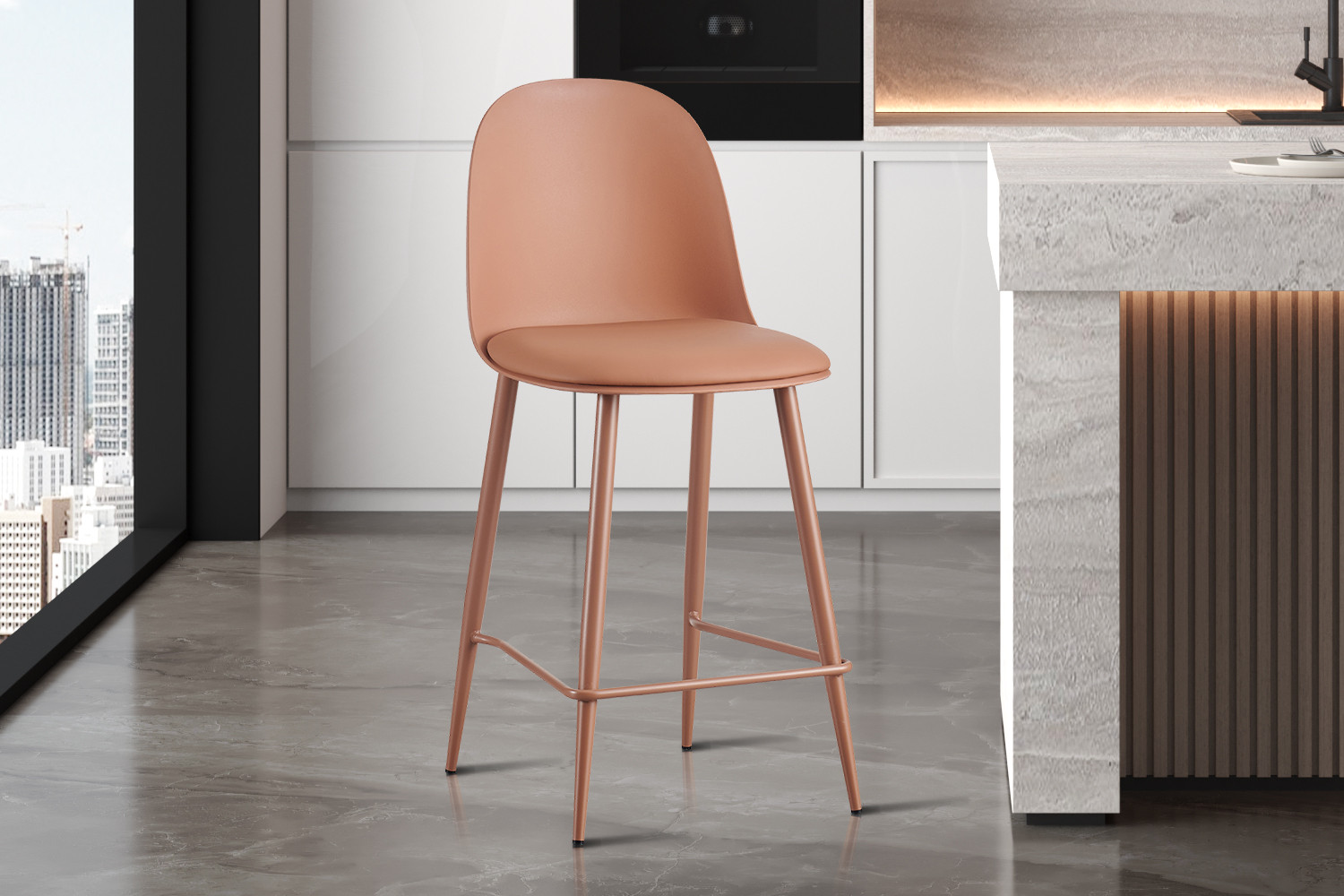 Image 2 for NEW - Counterstoel Jasmin Zitting PP kussen PU Terracotta