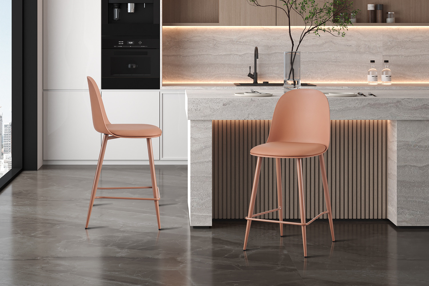 Image 3 for NEW - Counterstoel Jasmin Zitting PP kussen PU Terracotta