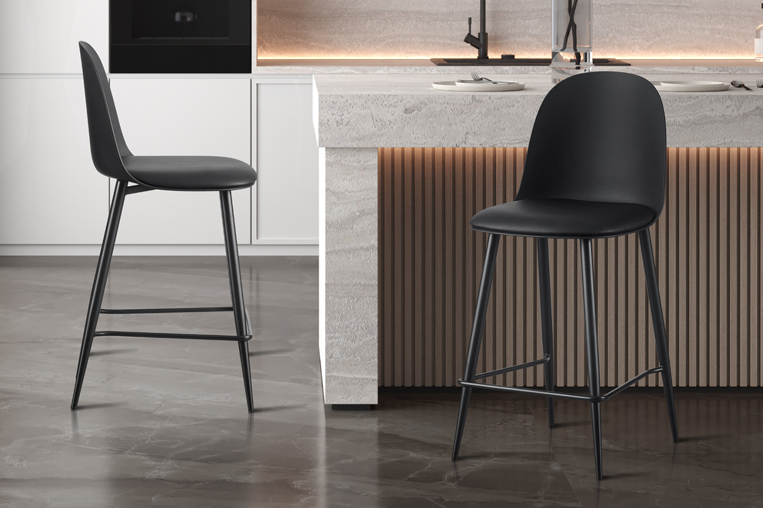 Image 1 for NEW - Counterstoel Jasmin Zitting PP kussen PU Zwart