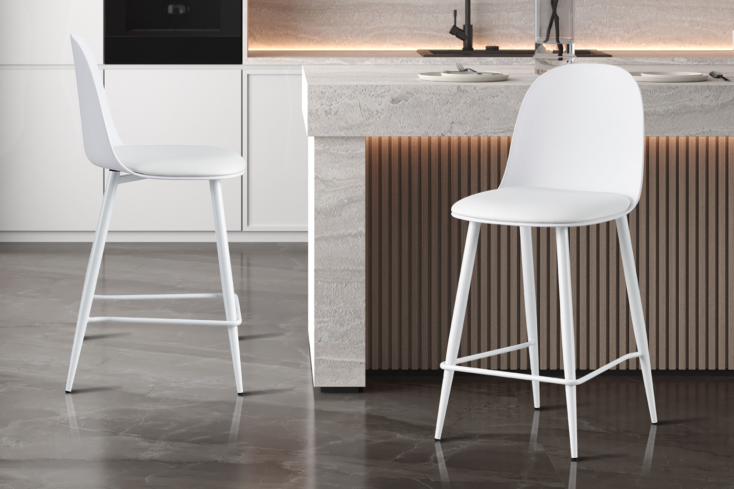 Image 1 for NEW - Counterstoel Jasmin Zitting PP kussen PU Wit