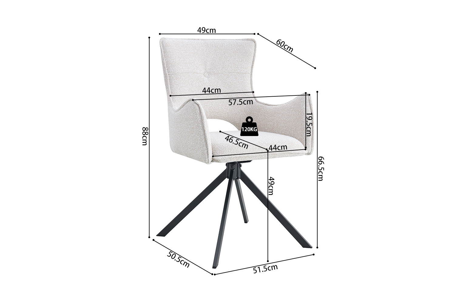 Image 9 for NEW - Stoel Billy Draaibaar tot 0 Stof Ote Harper 110 Ecru