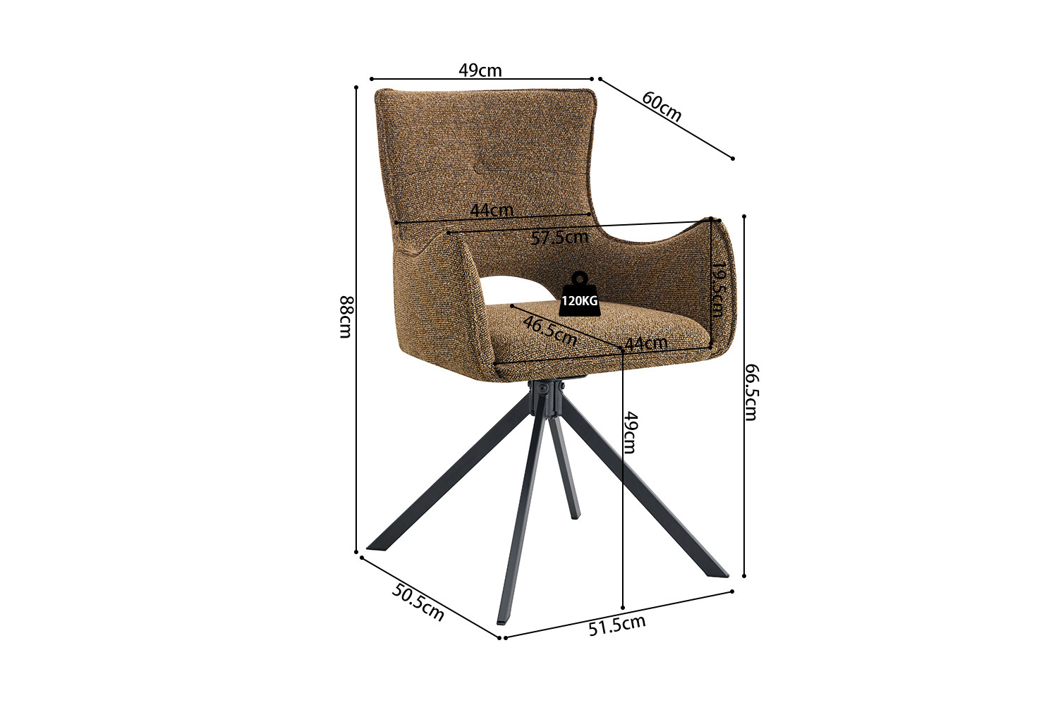 Image 9 for NEW - Stoel Billy Draaibaar tot 0 Stof Ote Harper 280 Roest