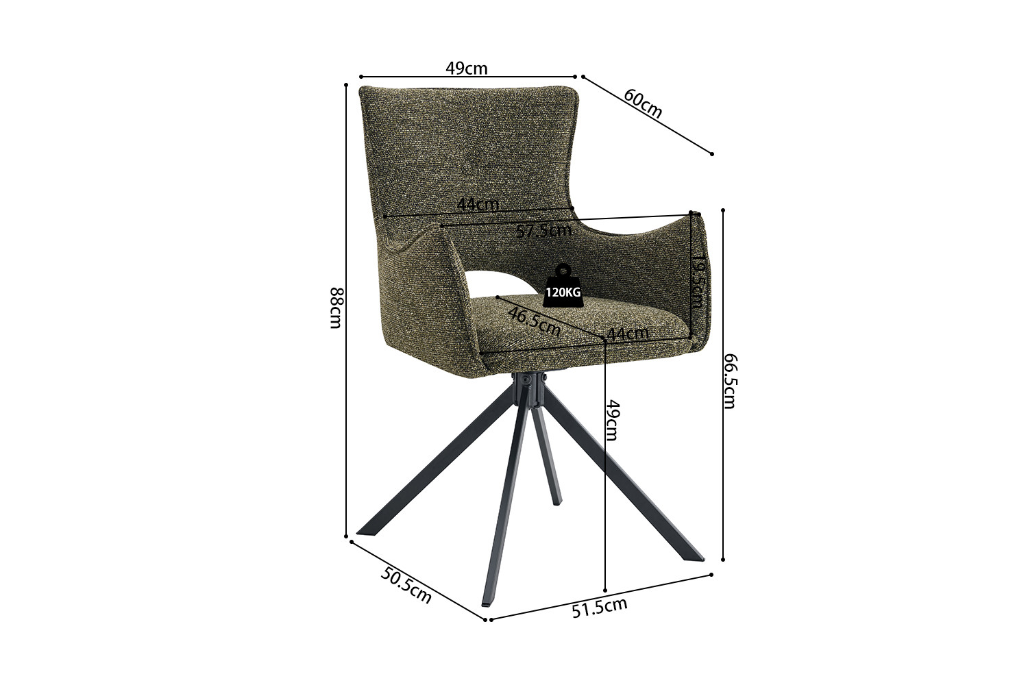 Image 9 for NEW - Stoel Billy Draaibaar tot 0 Stof Ote Harper 355 Groen