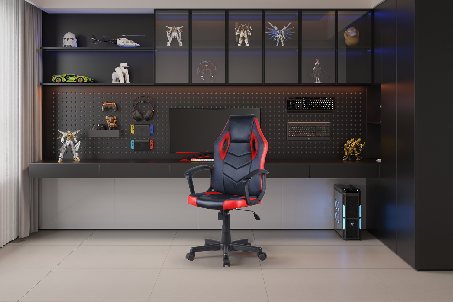 Image 2 for NEW - Gamingstoel Tiger PU Zwart/Rood/Grijs