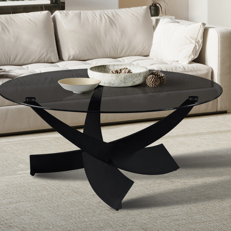 Image 1 for NEW - Salontafel Weston Rond Grijs helder glas