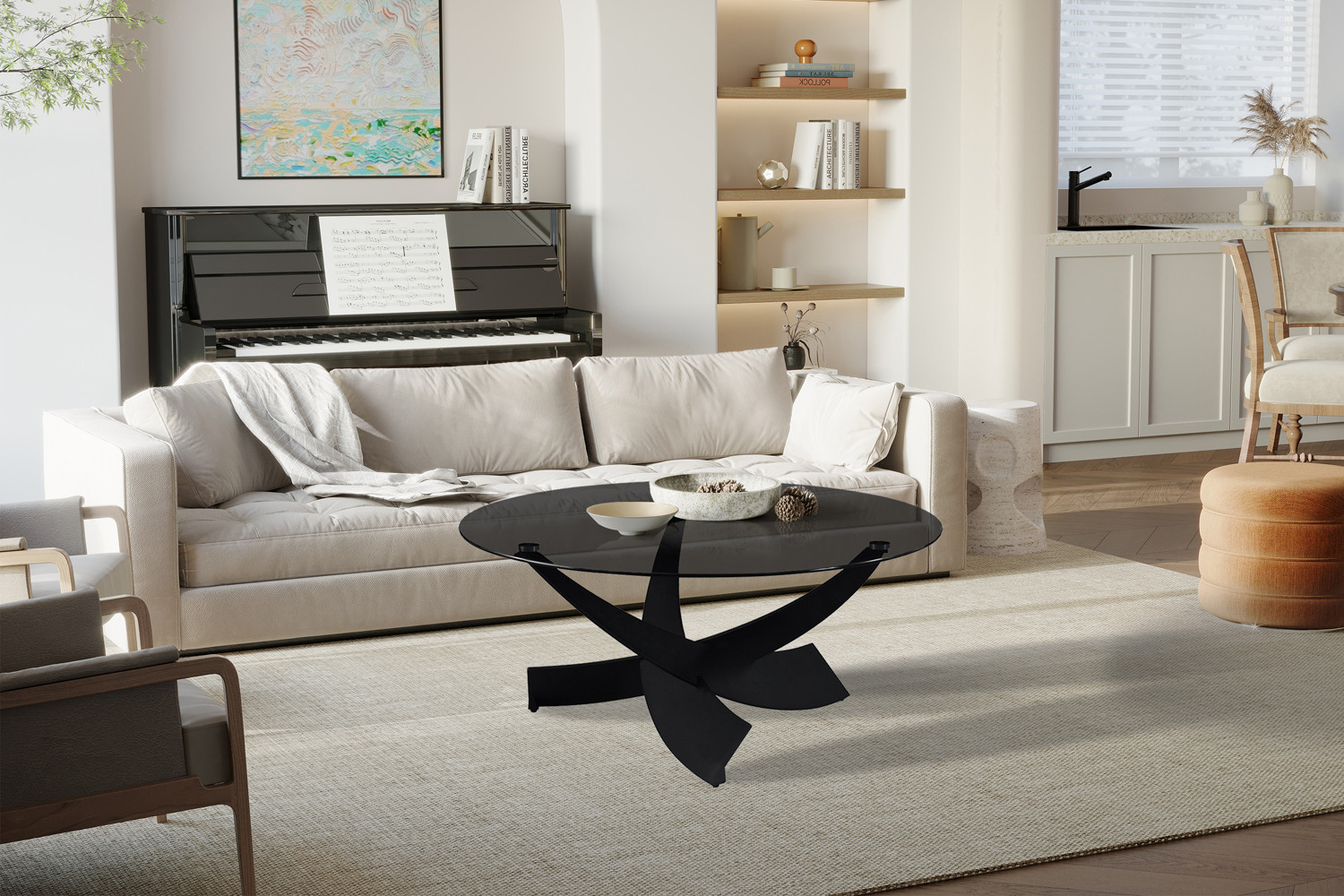 Image 2 for NEW - Salontafel Weston Rond Grijs helder glas