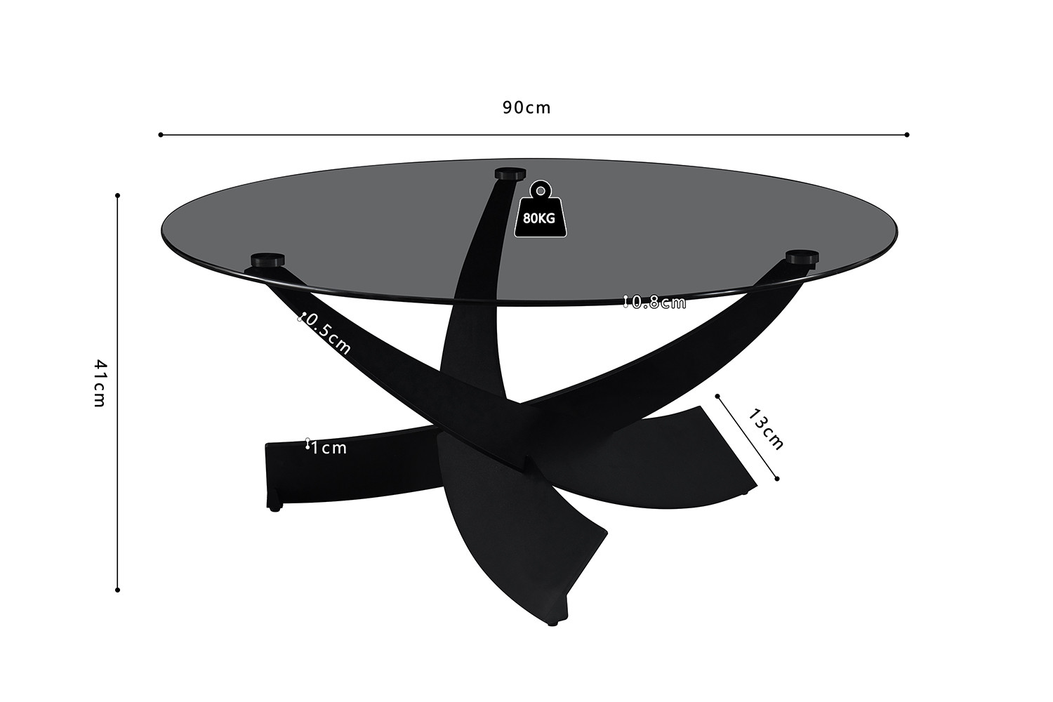 Image 10 for NEW - Salontafel Weston Rond Grijs helder glas