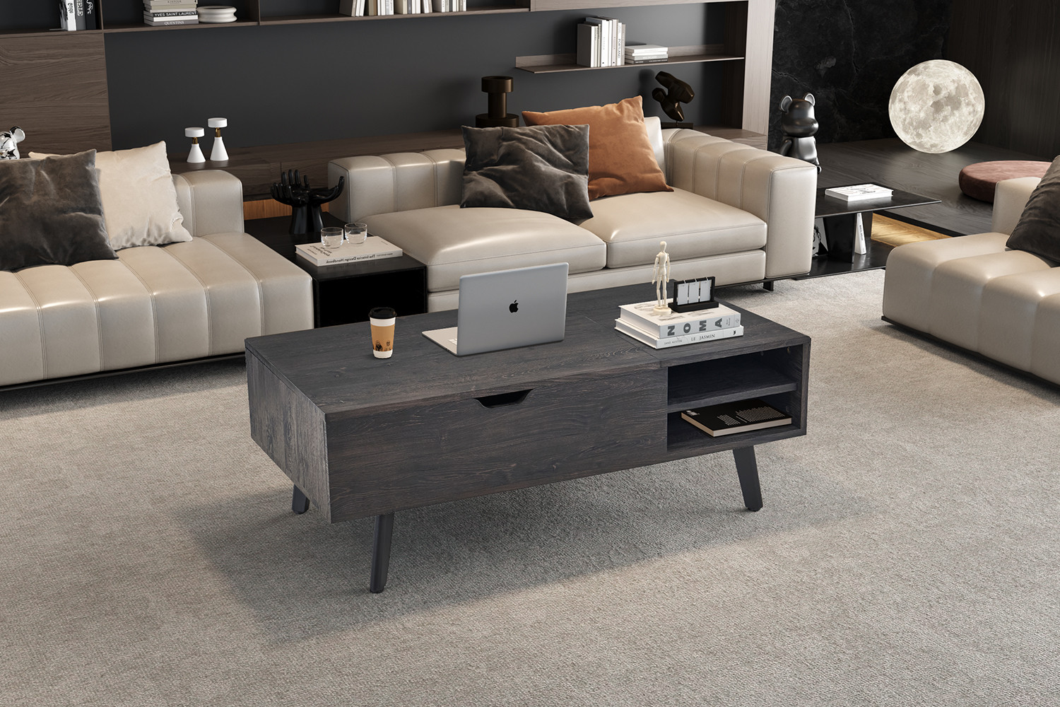 Image 3 for NEW - Salontafel Justine Opklapbare top Decor Donkerbruin