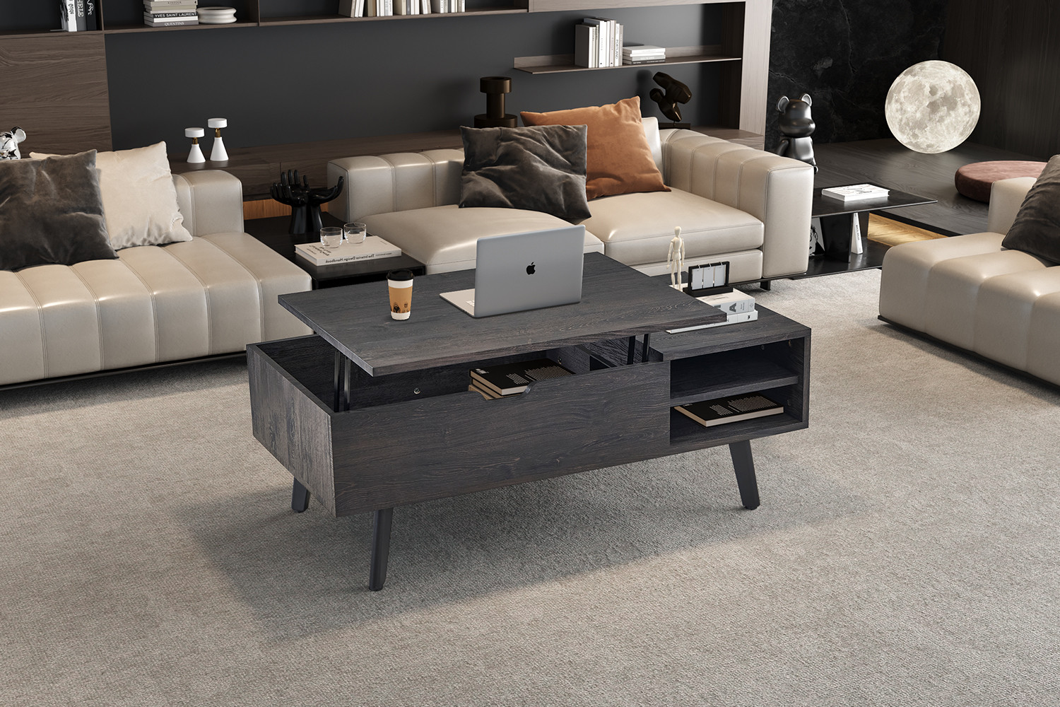 Image 4 for NEW - Salontafel Justine Opklapbare top Decor Donkerbruin