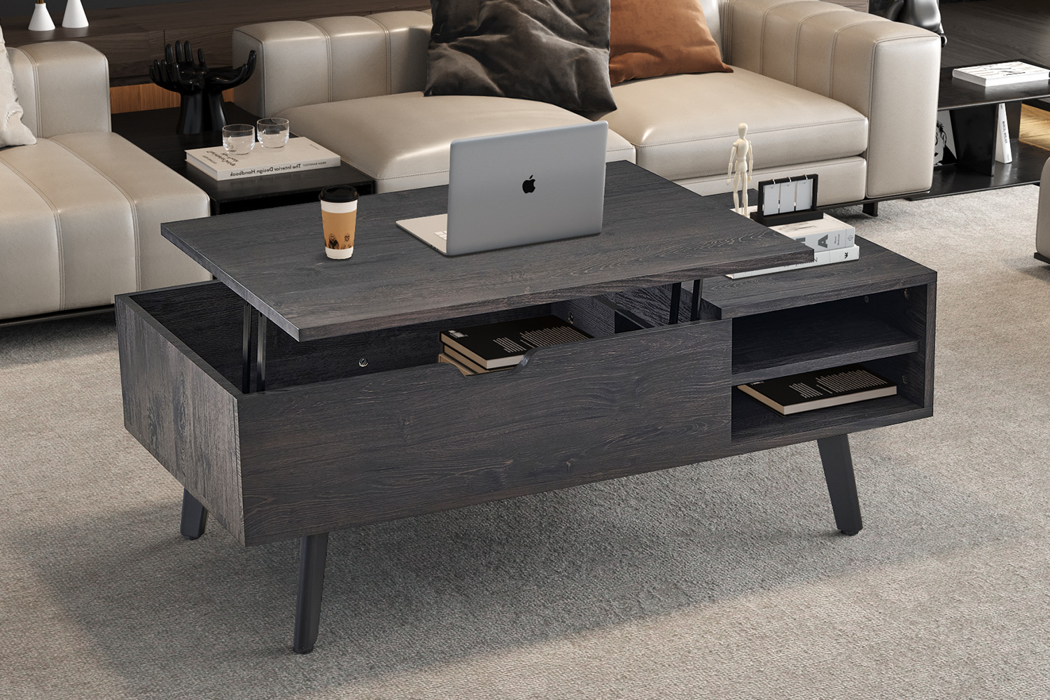 Image 1 for NEW - Salontafel Justine Opklapbare top Decor Donkerbruin