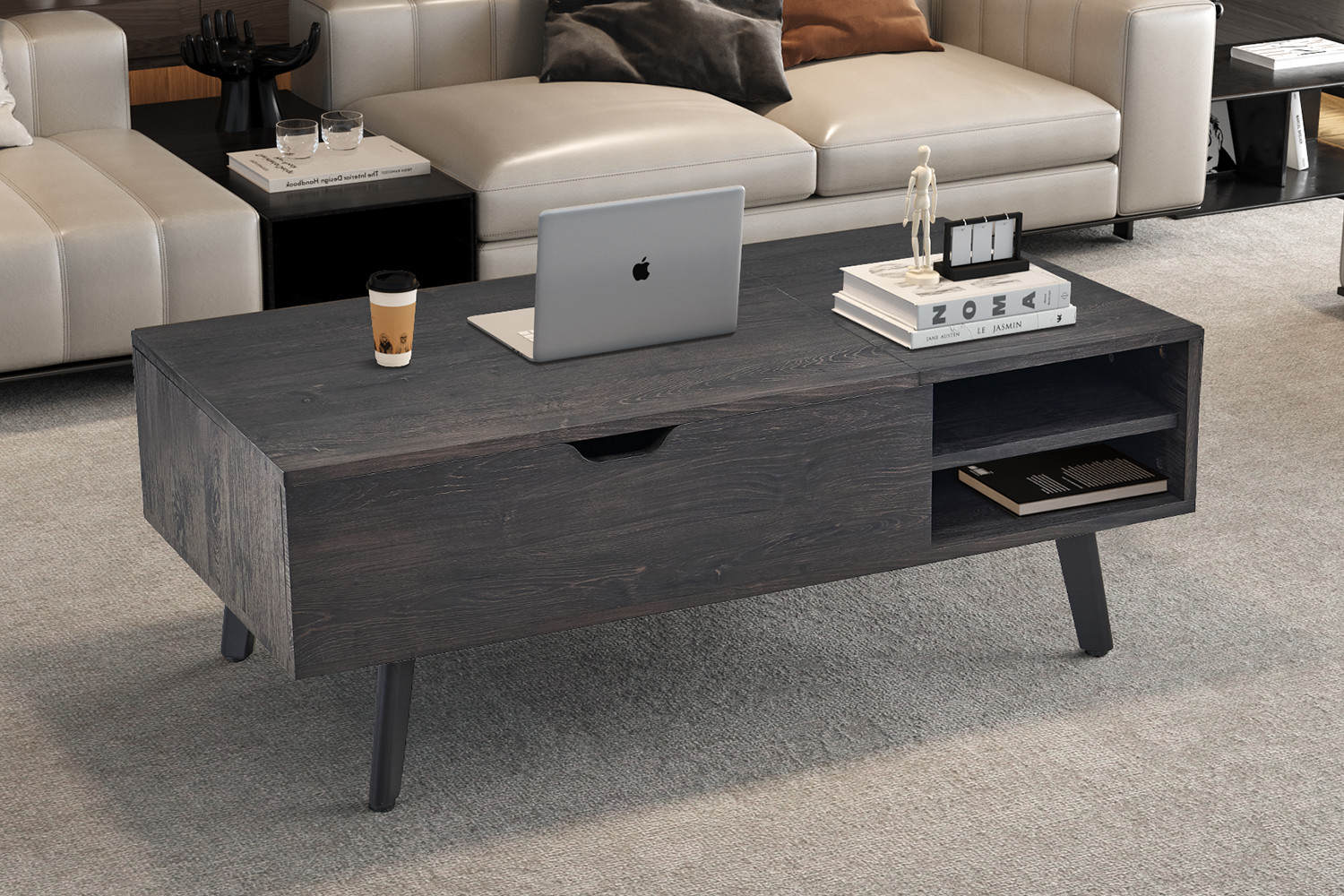 Image 2 for NEW - Salontafel Justine Opklapbare top Decor Donkerbruin