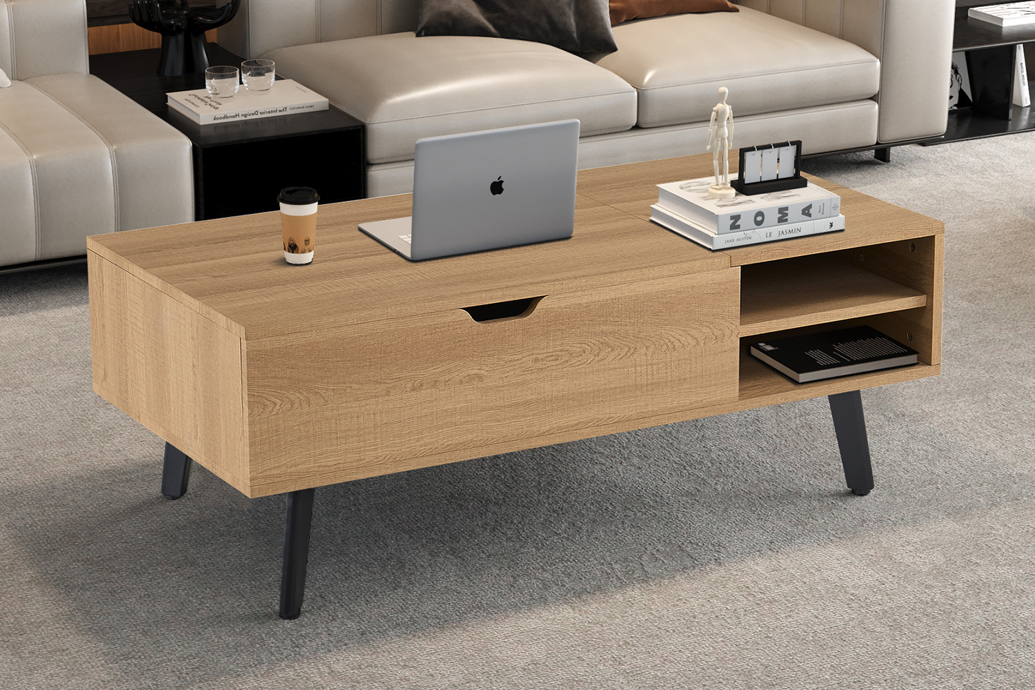 Image 1 for NEW - Salontafel Justine Opklapbare top Decor Eik Naturel