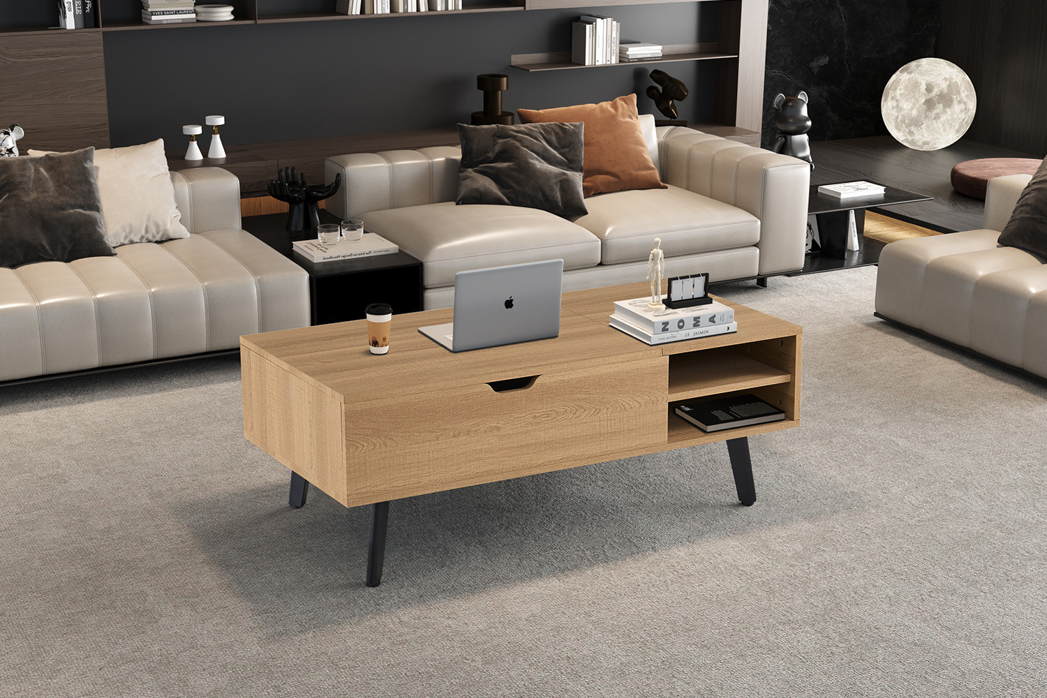 Image 3 for NEW - Salontafel Justine Opklapbare top Decor Eik Naturel