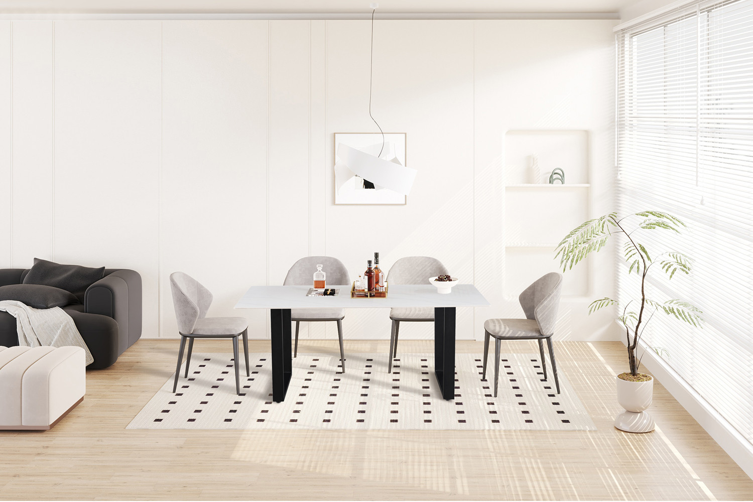 4bfed143-932c-48e8-8325-3f156334fb7b Image 3 for NEW - Tafel Poseidon 180 cm Rechthoekig Glanzend Steen Wit