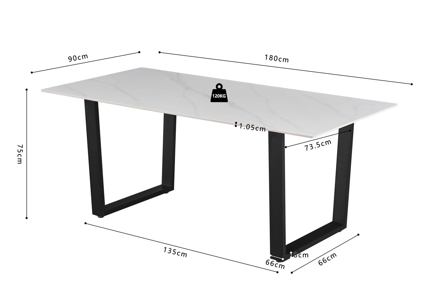 4b3e1969-9db7-467f-9ee8-19783656bc7d Image 9 for NEW - Tafel Poseidon 180 cm Rechthoekig Glanzend Steen Wit
