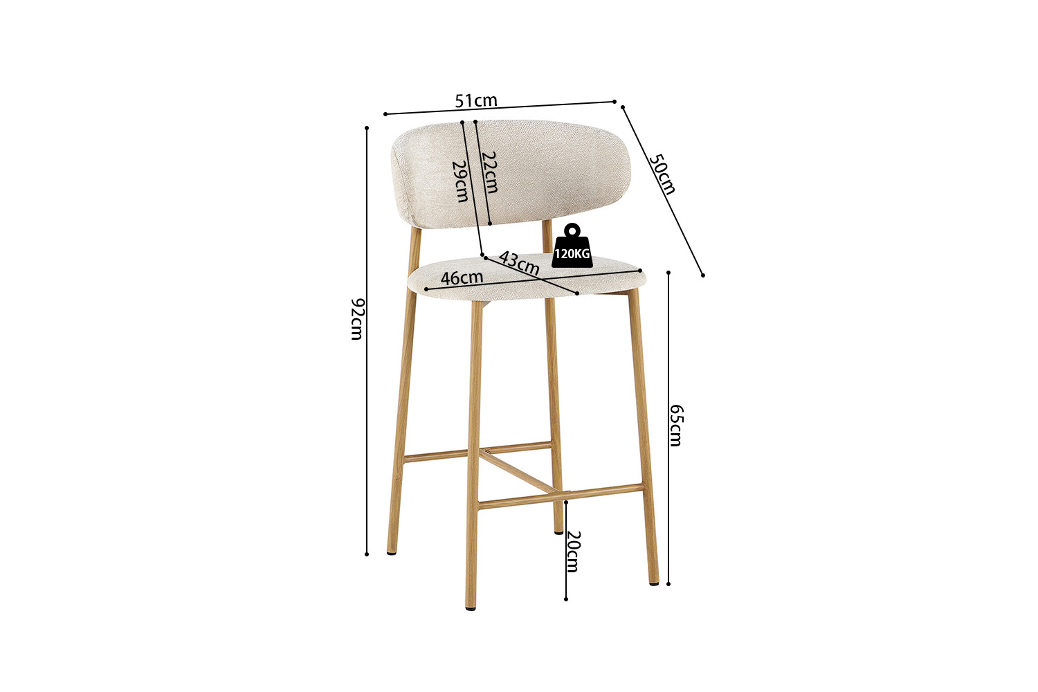 Image 12 for NEW - Counterstoel Coco Naturel - Stof Raven 24 Beige