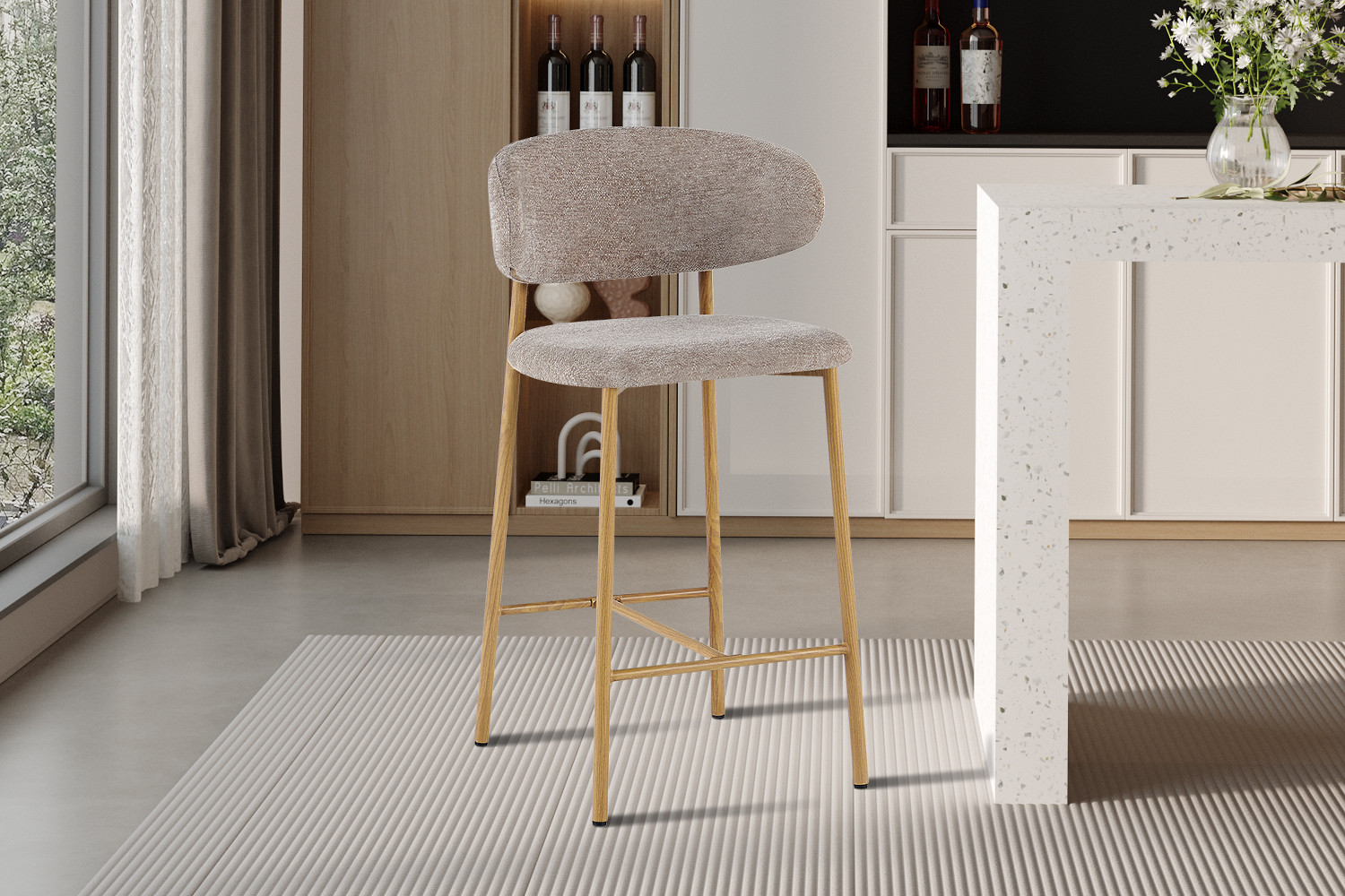 Image 2 for NEW - Counterstoel Coco Naturel - Stof Raven 30 Zand