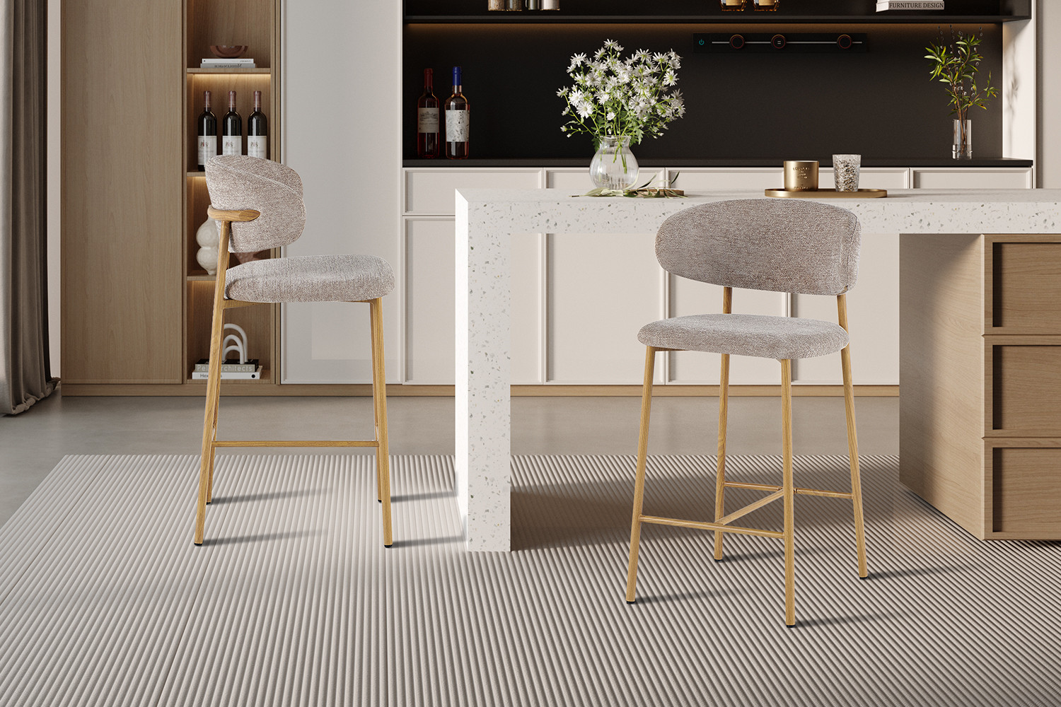 Image 3 for NEW - Counterstoel Coco Naturel - Stof Raven 30 Zand