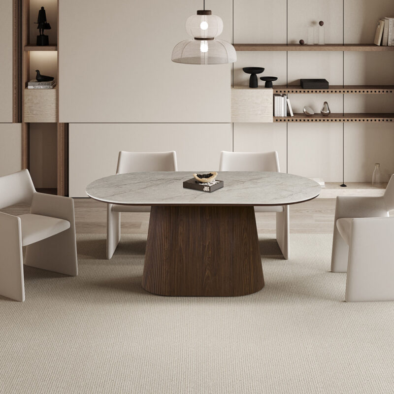 Image 1 for NEW - Tafel Vigo 180 cm Ovaal Decor Donkere Eik Shakespear Beige