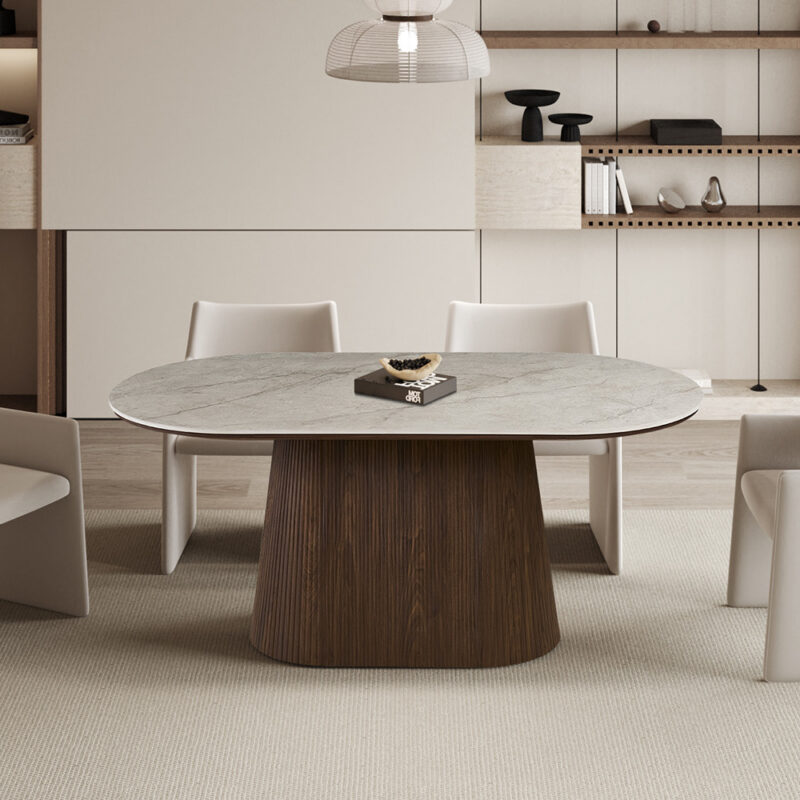 Image 1 for NEW - Tafel Vigo 180 cm Ovaal Decor Donkere Eik Shakespear Beige