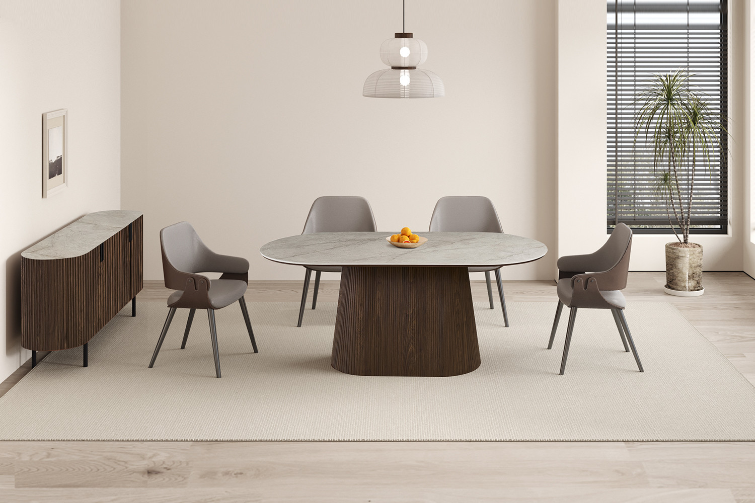 Image 4 for NEW - Tafel Vigo 180 cm Ovaal Decor Donkere Eik Shakespear Beige