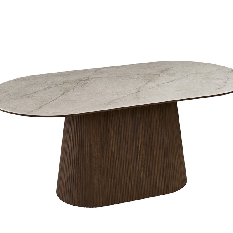 Image 7 for NEW - Tafel Vigo 180 cm Ovaal Decor Donkere Eik Shakespear Beige