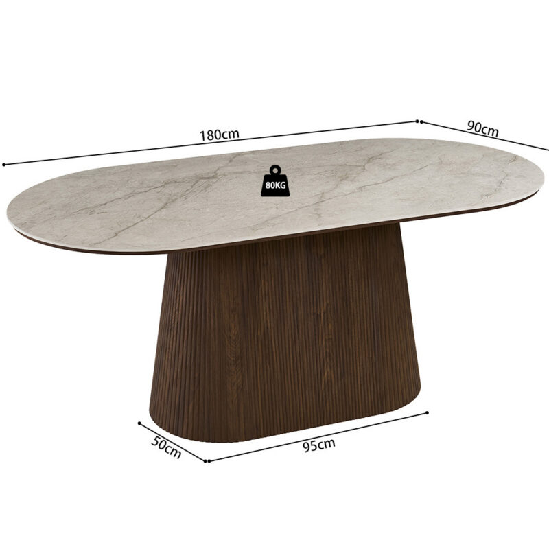 Image 11 for NEW - Tafel Vigo 180 cm Ovaal Decor Donkere Eik Shakespear Beige